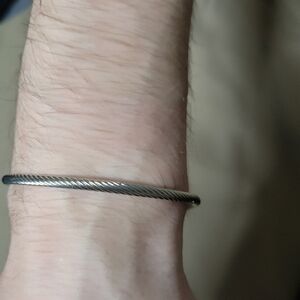 Silver Cuff bracelet with hematite